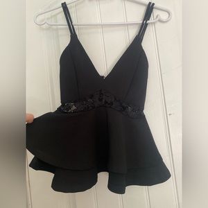 XS layered lace back and peek a boo lace top